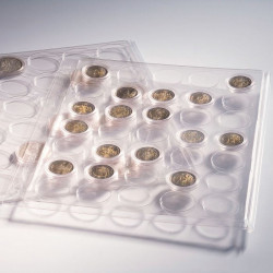 Feuilles en plastiques Encap, transparentes pour 35 pièces de 2 euros commémoratives.