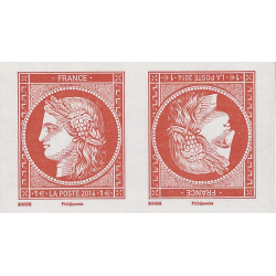 Cérès vermillon timbre de France N°4874a paire tête-bêche neuf**.