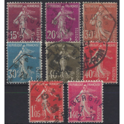 Semeuse fond plein timbres de France N°189-196 série oblitéré.