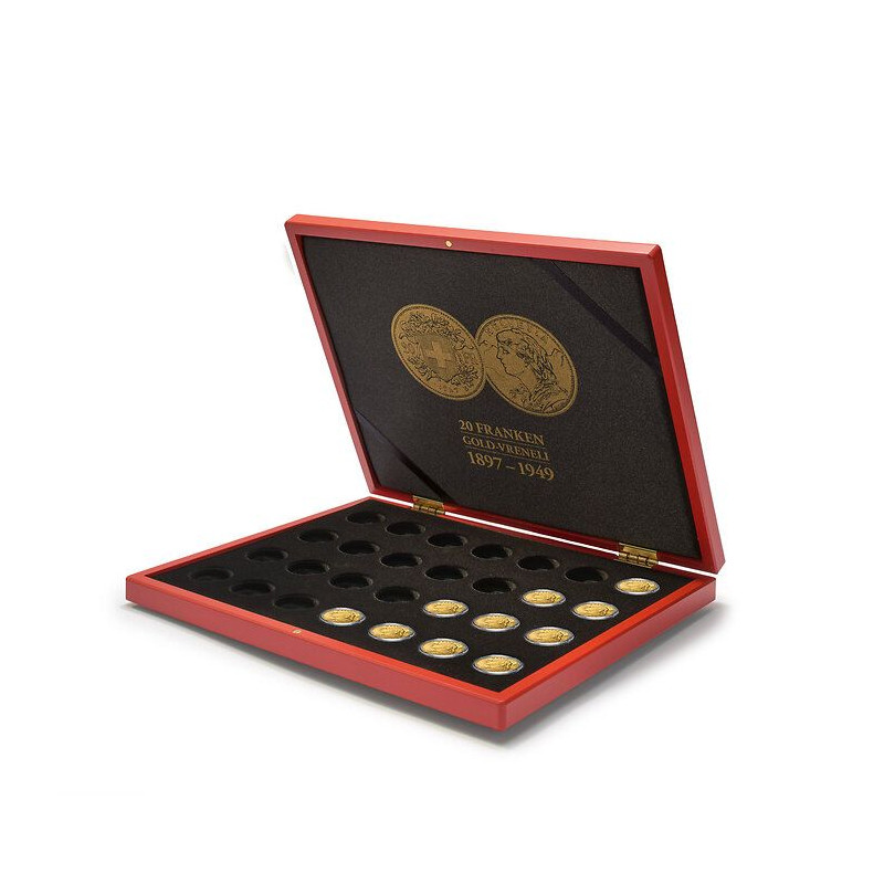 Coffret monnaies pour 28 pièces en Or Vreneli (20 CHF).