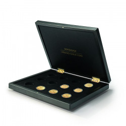 Coffret monnaies pour 12 pièces en Or Sovereign.