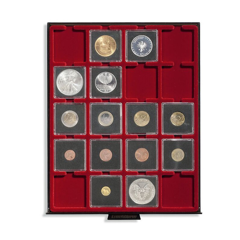 Capsules QUADRUM Leuchtturm 21 Mm – Protecteur Carré Pour Pièces, Mousse Noire, Rangement