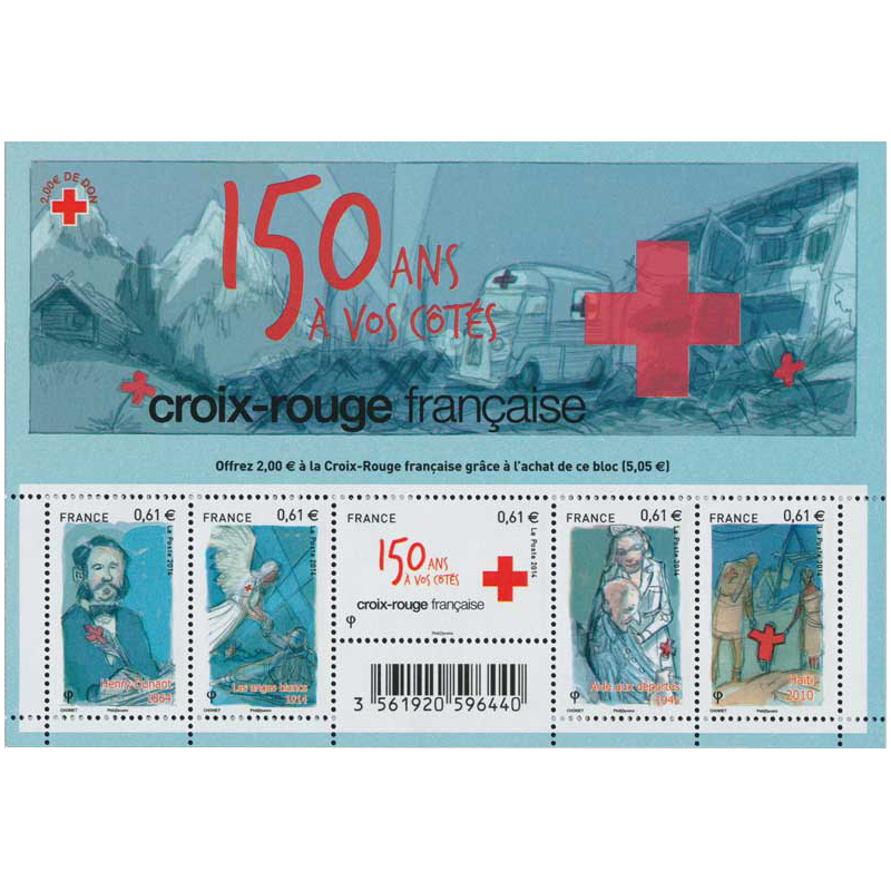 Feuillet de 5 timbres Croix-Rouge Française F4910 neuf**.