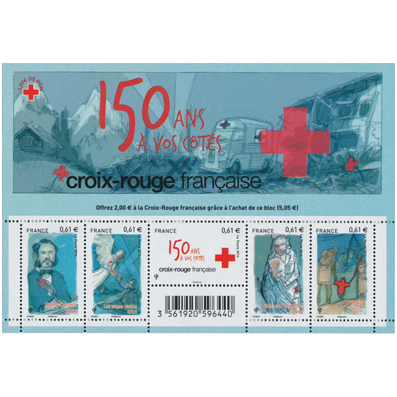 Feuillet de 5 timbres Croix-Rouge Française N°F4910 neuf**.