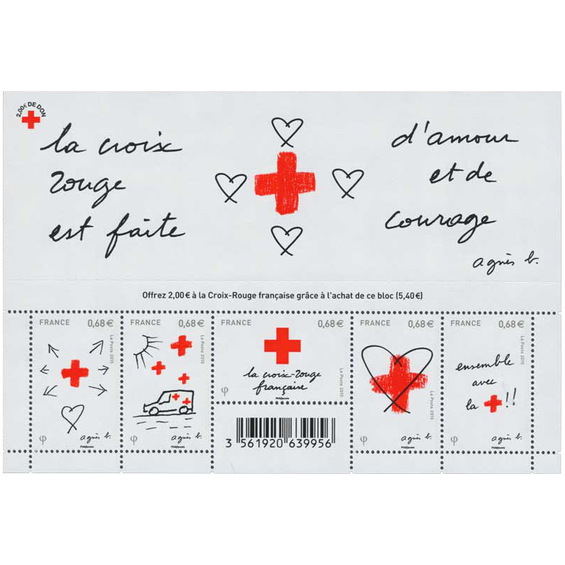 Feuillet de 5 timbres Croix-Rouge Française F5001 neuf**.