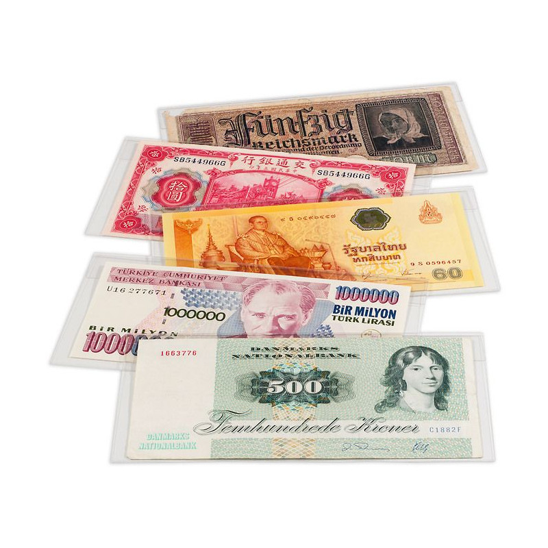 Pochettes de protection pour billets de banque 158 x 75 mm.