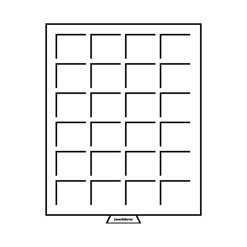 Médaillier MB 24 compartiments carrés jusqu'à 42 mm, teinte fumée.