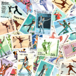 Patinage Artistique 25 timbres thématiques tous différents.