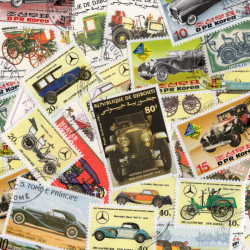 Voitures Mercedes 25 timbres thématiques tous différents.