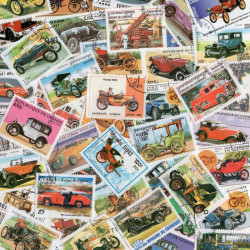 Voitures timbres thématiques tous différents.