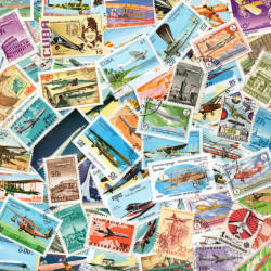 Avions timbres thématiques tous différents.