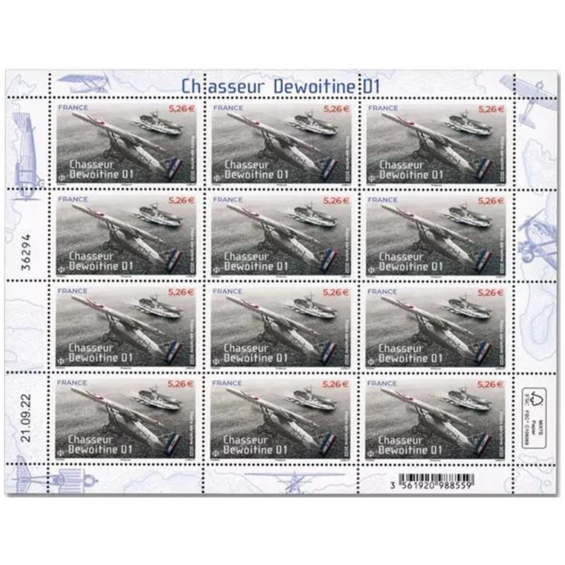 Timbre poste aérienne Chasseur Dewoitine D1 en feuillet de France N°FA2 neuf**.