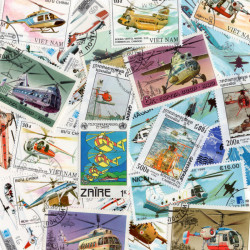 Hélicoptère 25 timbres thématiques tous différents.