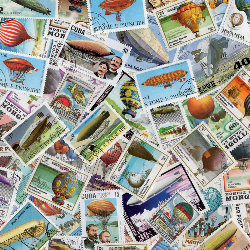 Ballons et Dirigeables timbres thématiques tous différents.