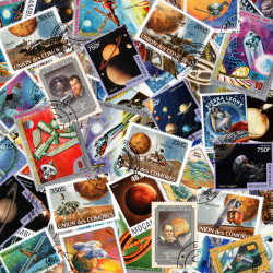 Planètes 50 timbres thématiques tous différents.