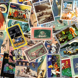 Voitures Lunaires 25 timbres thématiques tous différents.