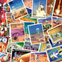 Planète Mars 25 timbres thématiques tous différents.