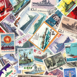 Bateaux de guerre 25 timbres thématiques tous différents.