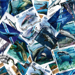 Requins 25 timbres thématiques tous différents.