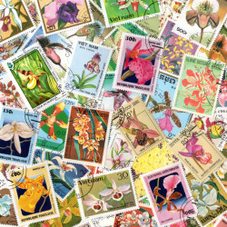 Orchidées timbres thématiques tous différents.