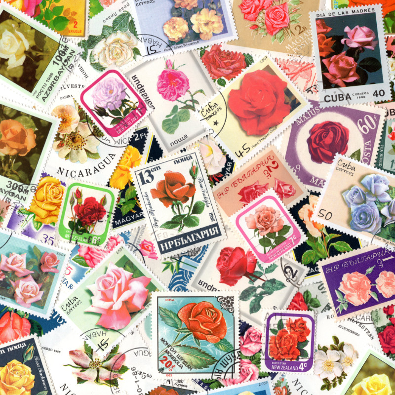 Roses 50 timbres thématiques tous différents.