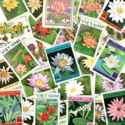 Plantes aquatiques 25 timbres thématiques tous différents.