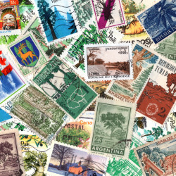 Arbres 25 timbres thématiques tous différents.
