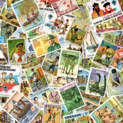 Scoutisme 50 timbres thématiques tous différents.