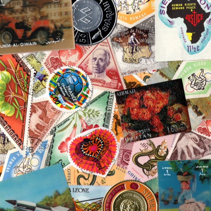25 timbres thématiques en formats insolites.