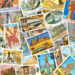 Sept Merveilles du monde 25 timbres thématiques.