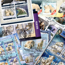 Ours polaires 10 blocs de timbres thématiques tous différents.