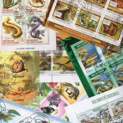 Reptiles 10 blocs-feuillets de timbres thématiques.