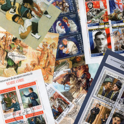 Célébrités 25 blocs-feuillets de timbres thématiques.