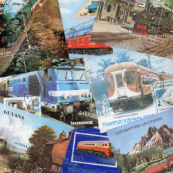 Trains 25 blocs-feuillets de timbres thématiques.