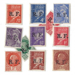 10 timbres de France Libération tous différents.