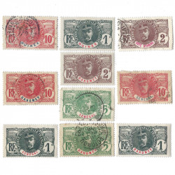 Colonies Françaises type Faidherbe 10 timbres tous différents.