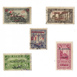 Alaouites 5 timbres de collection tous différents.