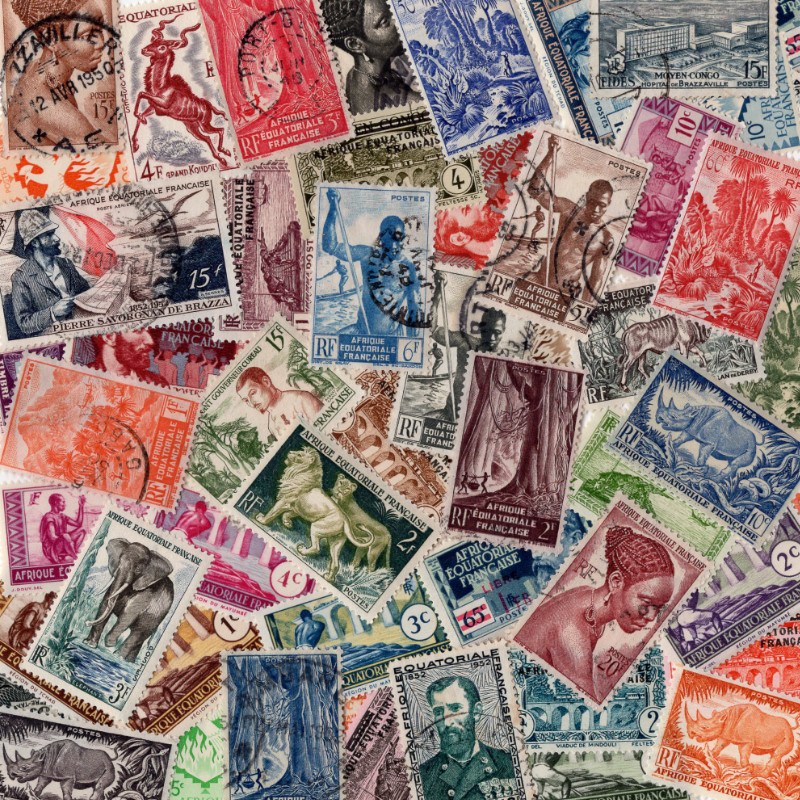 Afrique Equatoriale Française timbres de collection tous différents.