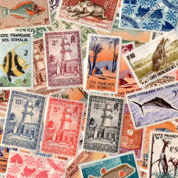 Côte Française des Somalis timbres de collection tous différents.