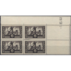 Sarre Puits de mines timbre N°313 bloc de 4 coin daté neuf**.