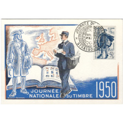 Facteur rural timbre de France N°863 oblitéré sur carte maximum.