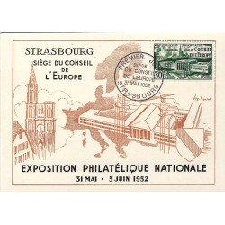 Conseil de l'Europe timbre de France N°923 oblitéré sur carte maximum.