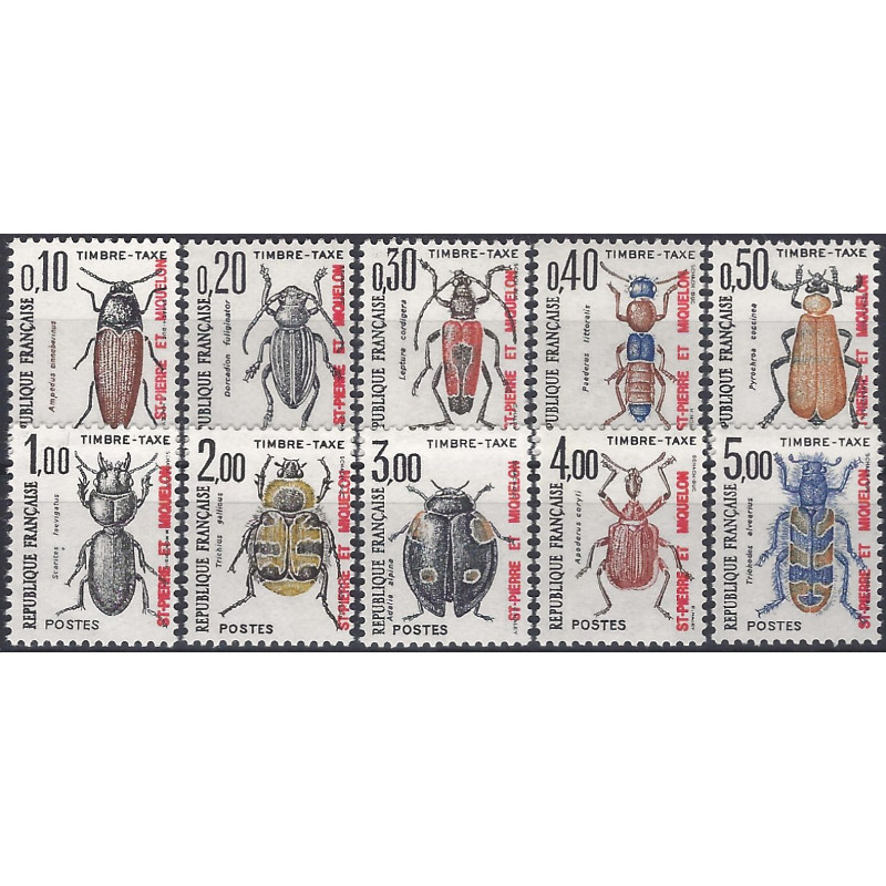 Coléoptères timbres-taxe de Saint Pierre et Miquelon N°82-91série neuf**.