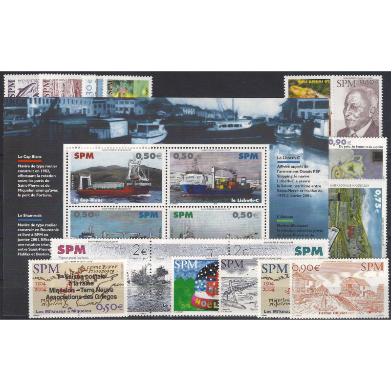 Timbres de Saint Pierre et Miquelon 2004 année complète neuf**.