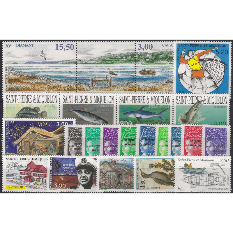 Timbres de Saint Pierre et Miquelon 1997 année complète neuf**.