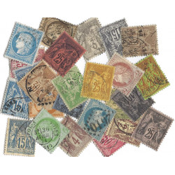 25 timbres de France classiques dentelés tous différents.