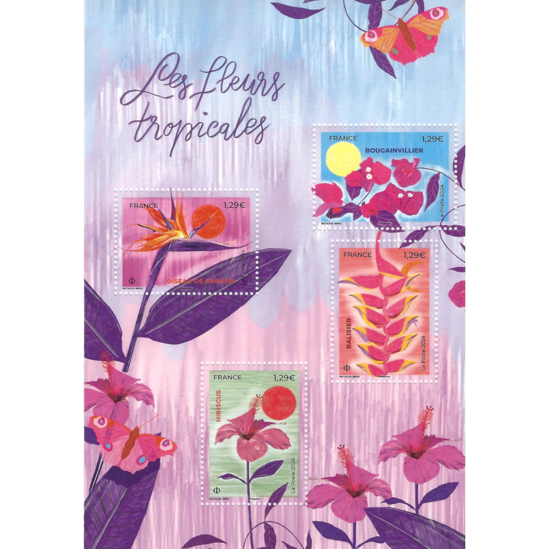 Feuillet de 4 timbres Fleurs tropicales N°F5750 neuf**.