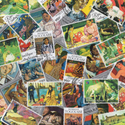 Peintre Gauguin 25 timbres thématiques tous différents.