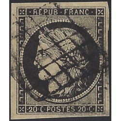 Cérès non dentelé timbre de France N°3 oblitéré .