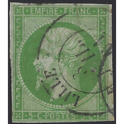 Empire non dentelé timbre de France N°12 oblitéré.